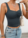 Solid color slim fit twist halter top