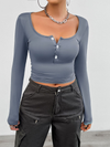 Women's casual solid color slim fit long sleeve knitted T-shirt