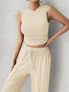 New casual round neck sleeveless top and trousers two-piece suit