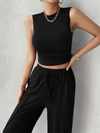 New casual round neck sleeveless top and trousers two-piece suit