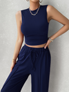 New casual round neck sleeveless top and trousers two-piece suit