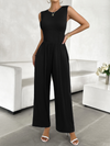 Spring and summer solid color slim fit sleeveless jumpsuit