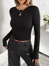 New round neck solid color slim long sleeve top