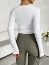 New round neck solid color slim long sleeve top