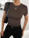 New solid color top, waisted, short, slim fit, navel-baring T-shirt