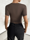 New solid color top, waisted, short, slim fit, navel-baring T-shirt