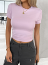 New solid color top, waisted, short, slim fit, navel-baring T-shirt