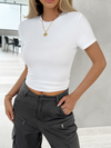 New solid color top, waisted, short, slim fit, navel-baring T-shirt