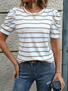 New Fashionable Puff Sleeve Striped T-Shirt