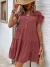 New simple casual button ruffle dress