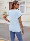 New solid color V-neck short-sleeved loose chiffon shirt pearl top