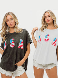 Women's Independence Day English Letters Short Sleeve T-Shirt Top