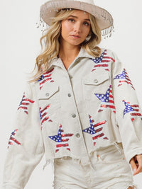 Sequin Jacket Independence Day Sequined Corduroy Top