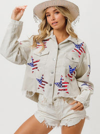 Sequin Jacket Independence Day Sequined Corduroy Top