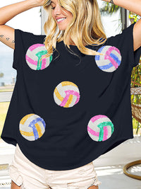 New color ball sequin embroidery pullover round neck short-sleeved T-shirt top