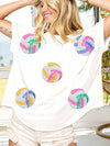 New color ball sequin embroidery pullover round neck short-sleeved T-shirt top