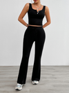 Women's Casual Solid Color Slim Fit Button Vest Trousers Two-piece Set