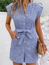 Women's Pinstripe Short Sleeve Jumpsuit