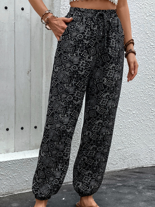 Women's printed bohemian style skinny pants1