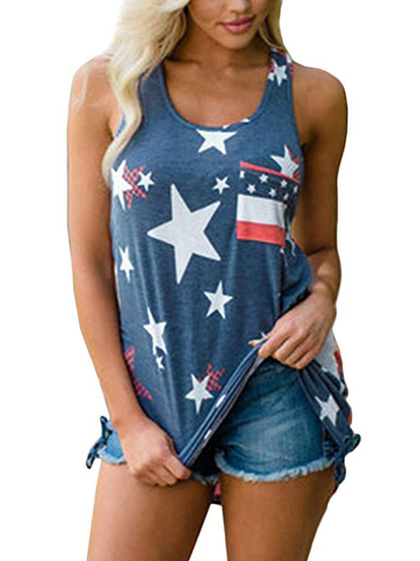 Women's Independence Day Flag Print Loose Casual Tank Top