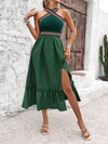 New elegant halter neck high waist dress