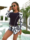 Diving surfing suit long sleeve fashion sunscreen printed split swimsuit women's clothing