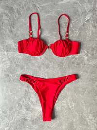 New Women's Bikini Low Waist Sexy Solid Color Bikini Set