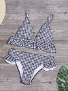 Plaid bikini ruffled swimsuit gathered two-piece swimsuit