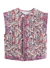 Printed Quilted Cotton Vest Women's Cotton Vest Jacket Jacket Top