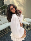 Deep V long sleeve pure sexy side waist exposed fashion new dress