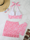 New three-piece swimsuit female small floral Bikini