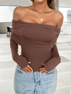 Women's casual solid color pullover one shoulder top