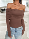 Women's casual solid color pullover one shoulder top