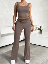 Women's casual solid color slim fit vest trousers suit