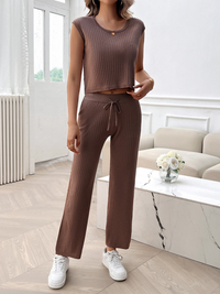 Women's round neck slim fit sweater suit