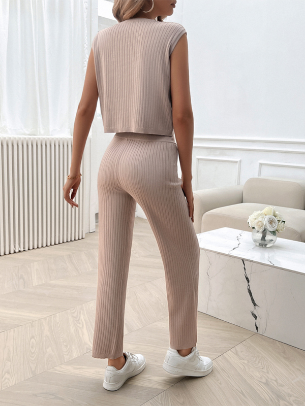 Women's round neck slim fit sweater suit