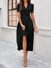 Women's elegant solid color waist dress