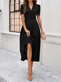 Women's elegant solid color waist dress