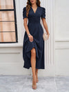 Women's elegant solid color waist dress