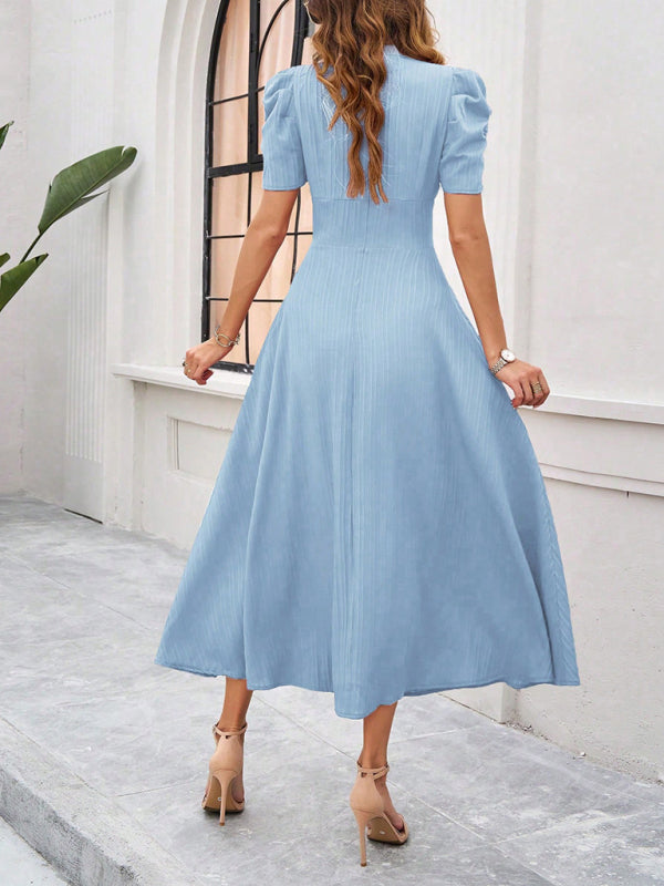 Women's elegant solid color waist dress