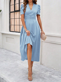 Women's elegant solid color waist dress