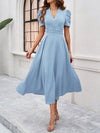 Women's elegant solid color waist dress