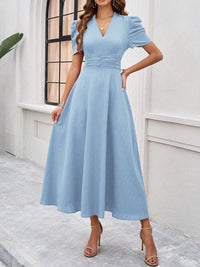 Women's elegant solid color waist dress