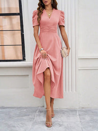 Women's elegant solid color waist dress