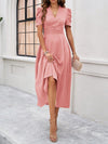 Women's elegant solid color waist dress