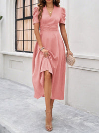 Women's elegant solid color waist dress