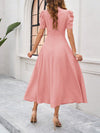 Women's elegant solid color waist dress