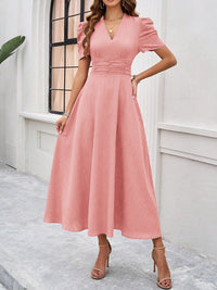 Women's elegant solid color waist dress