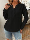 Women's shirt v-neck temperament casual solid color pullover top