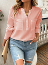 Women's shirt v-neck temperament casual solid color pullover top